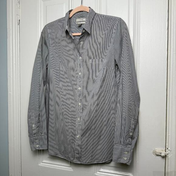 J Crew Shirt Womens 4 Tall "Boy" Striped Button Up Long Sleeve Collared Cotton - Picture 1 of 7